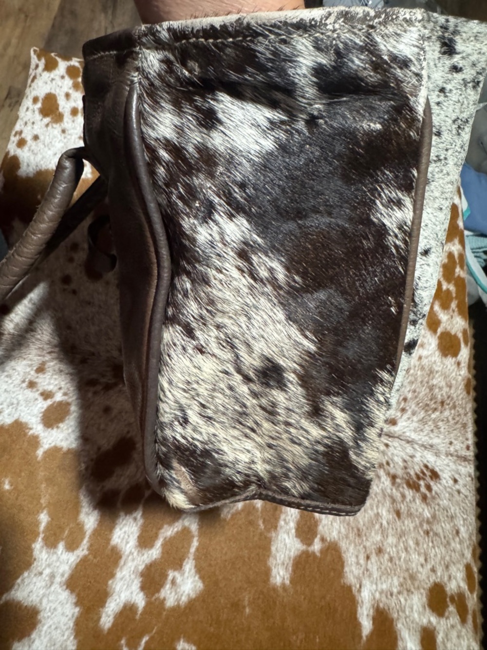 Myra Bag Brown and White Cowhide Tote - Picture 5 of 9